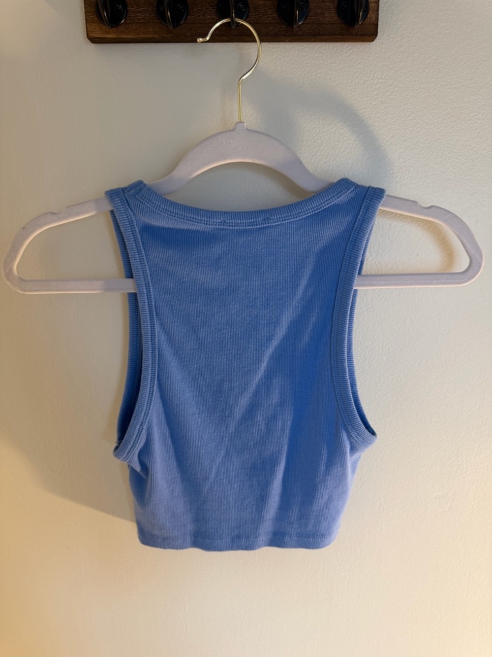 Zara Light Blue Ribbed Crop Tank - Picture 2 of 3